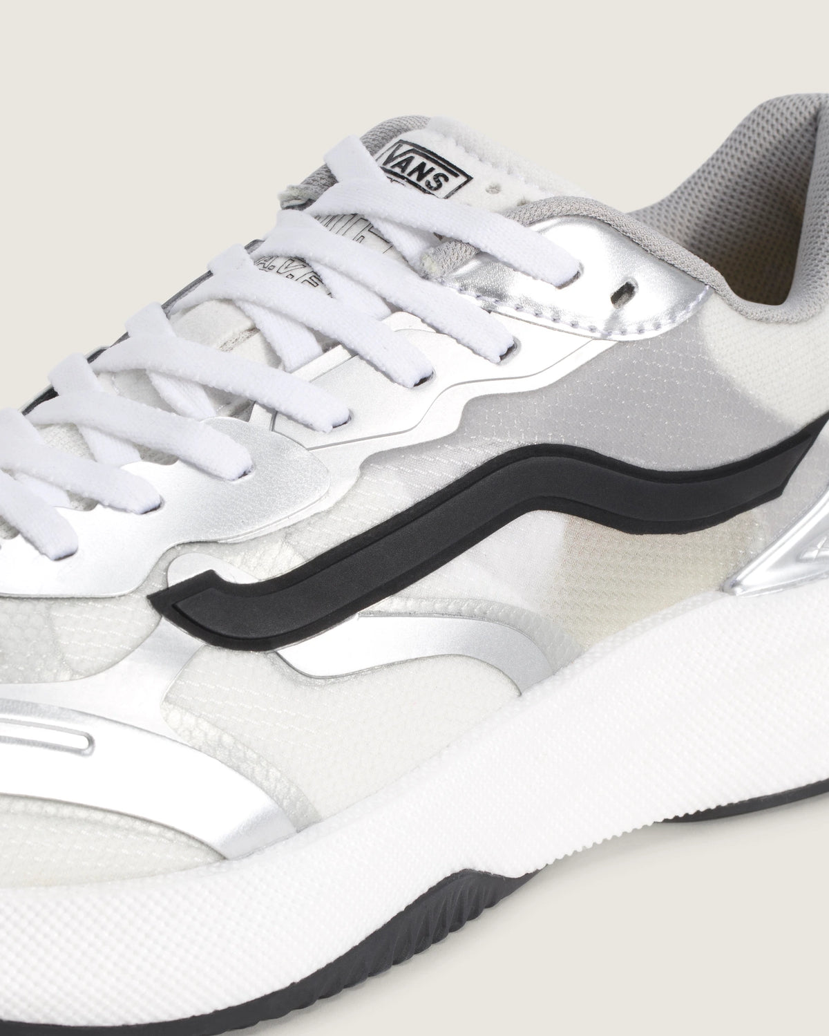 vans premium ave rapid silver white upper detail
