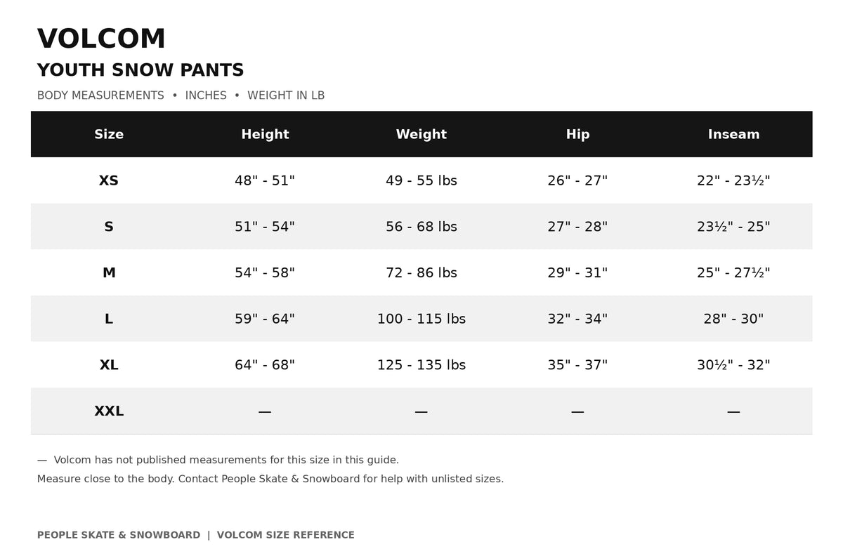 Volcom kids' Chaos insulated snow pants black size chartcrew sweater black size chart