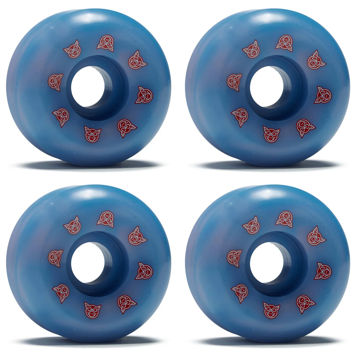 Pig Wheels Conical Swirl Blue Pink 99a 53mm Skateboard Wheels - People Skate and Snowboard