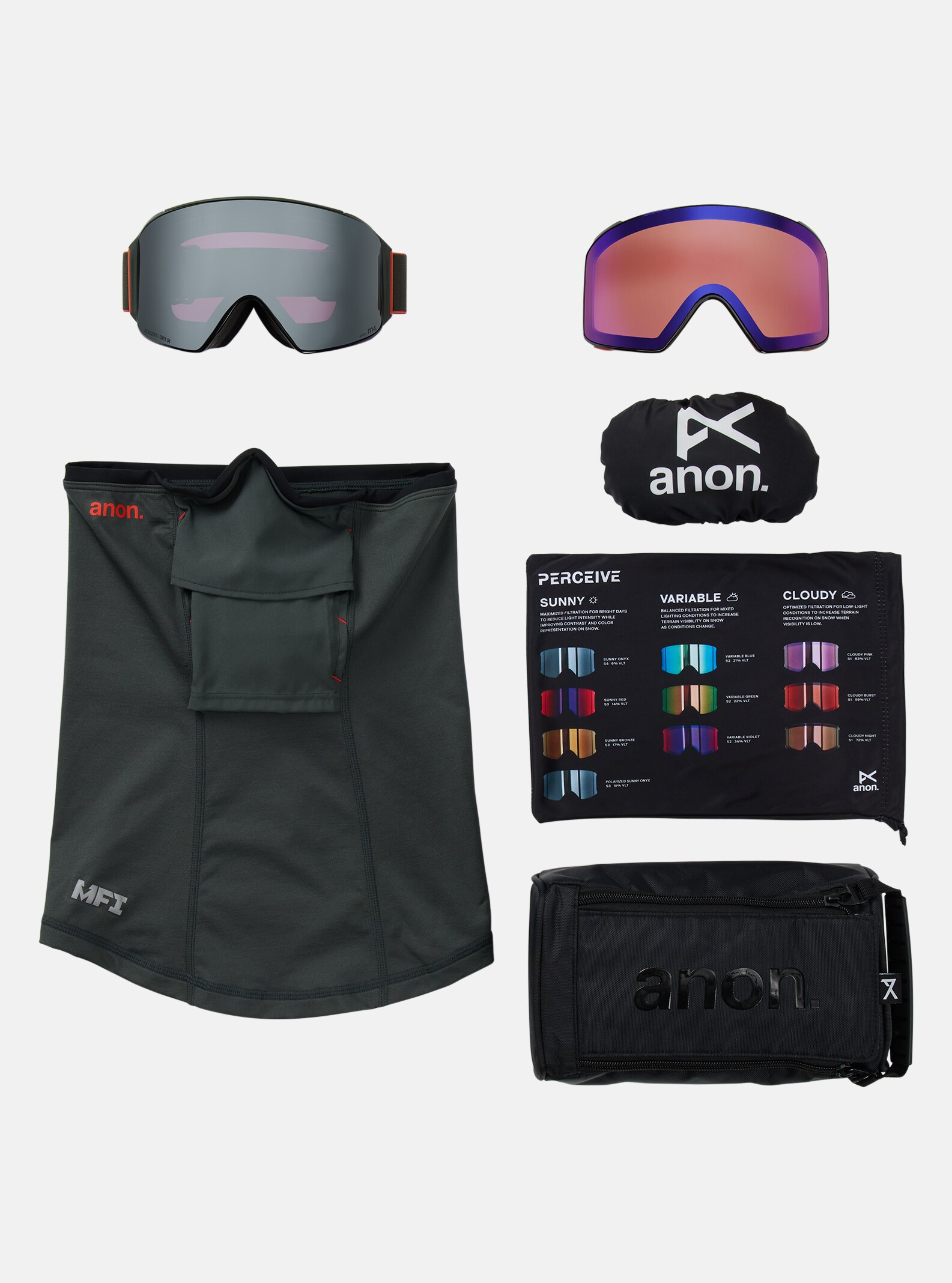 Anon M4 Cylindrical Goggles + Bonus Lens + MFI Face Mask - People Skate and Snowboard