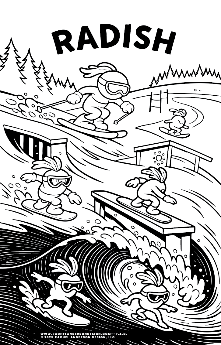 RAD-ish Coloring Book by Rachel Anderson - People Skate and Snowboard