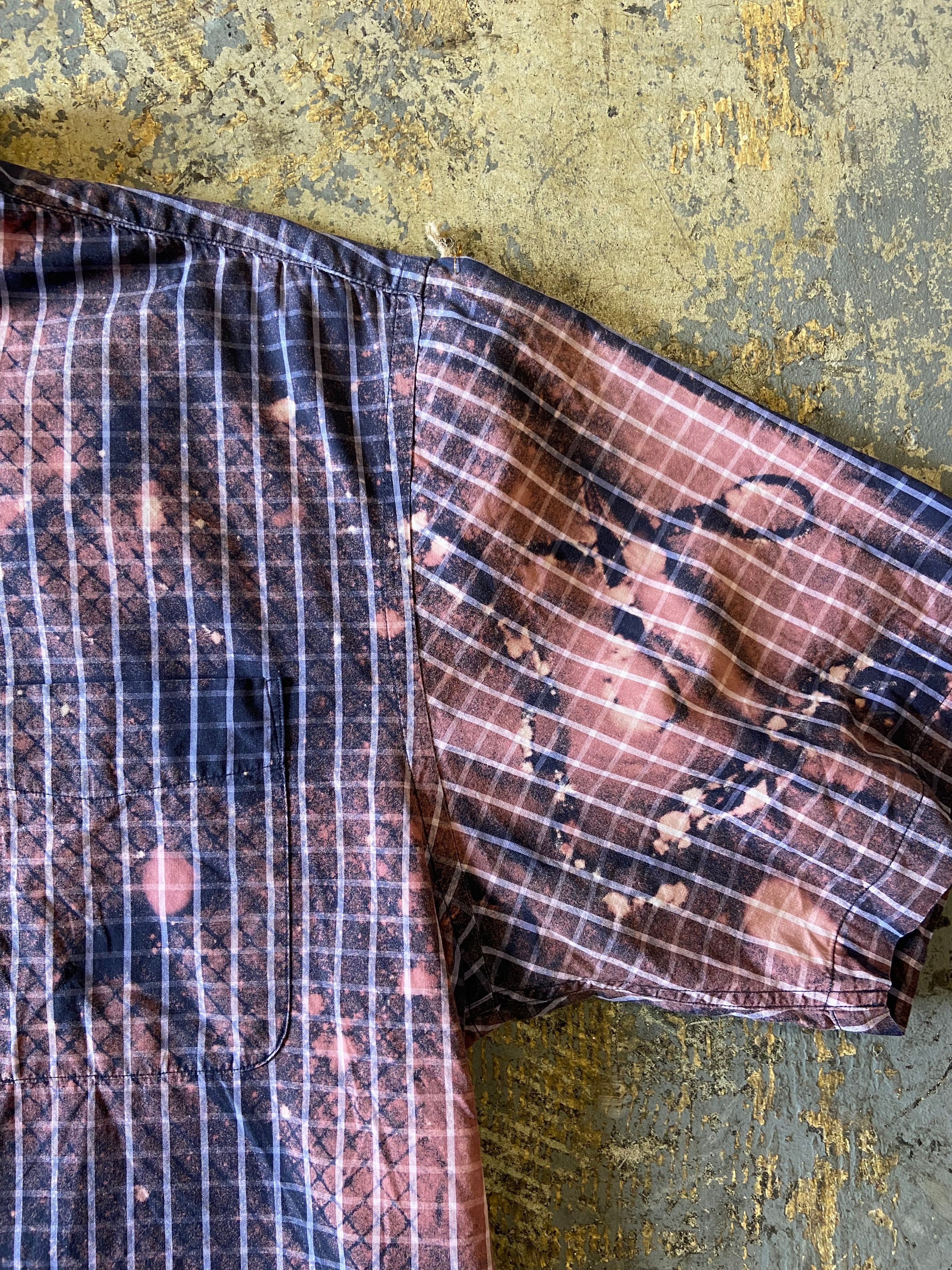 Altered Mood Bleached Tartan Short Sleeve Button Up Shirt Large - People Skate and Snowboard