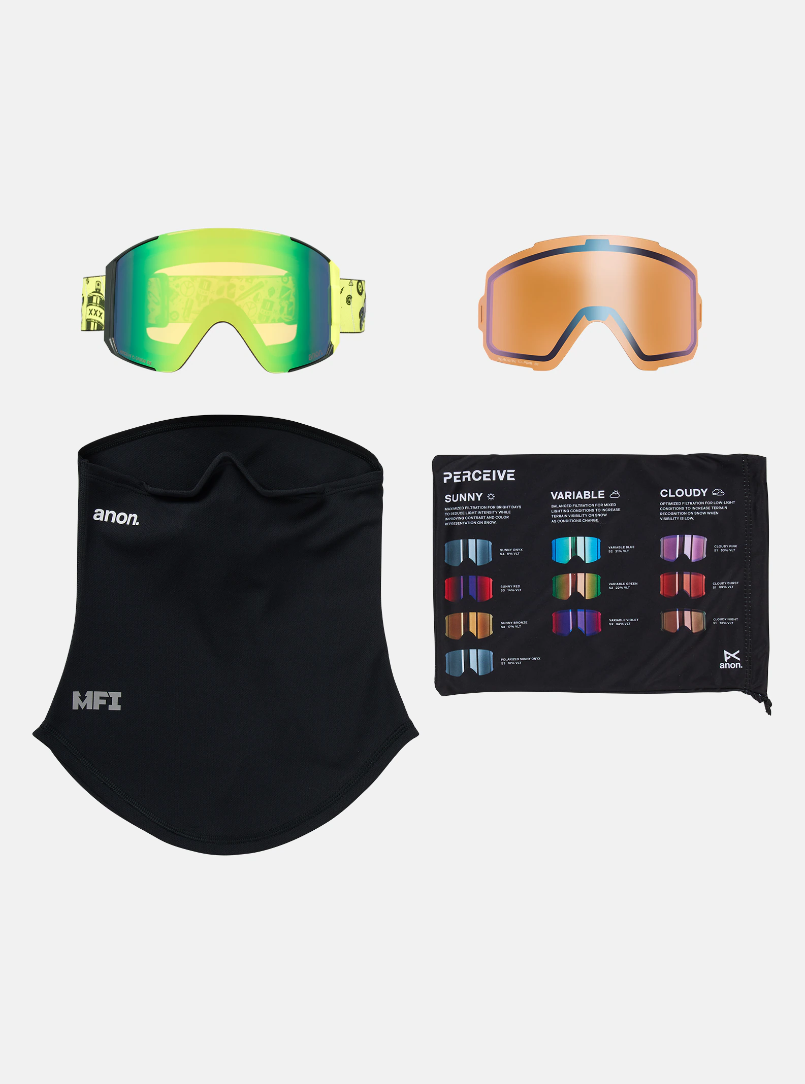 Anon Sync Goggles + Bonus Lens + MFI Face Mask - People Skate and Snowboard