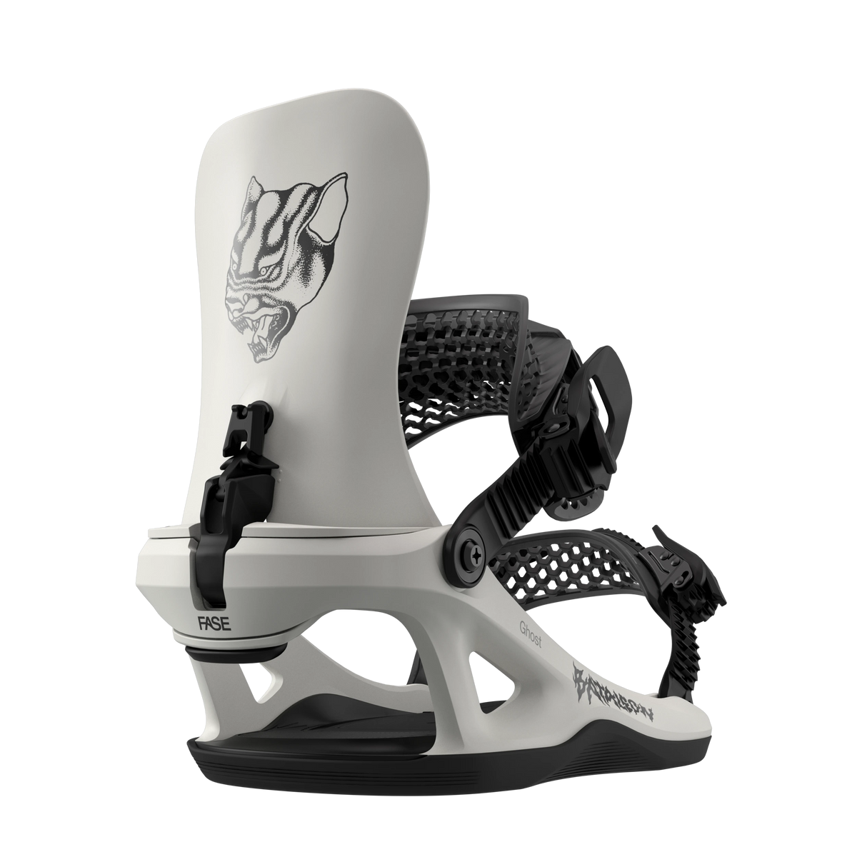 Bataleon Ghost FASE snowboard bindings for men in bone white, featuring durable hardgoods construction and adjustable straps.