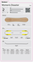 2027 Bataleon Women's Disaster snowboard with wide twin shape and versatile design, ideal for all-mountain snowboarding.