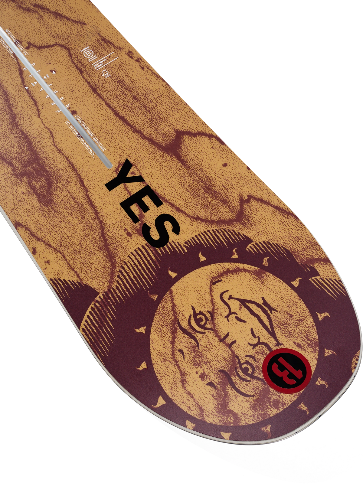 Burton 50th 94 Twin snowboard for men, showing the topsheet design and tail detail on a snowboarding hardgoods board.