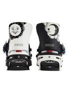 Burton 50th 94 Cartel X snowboard bindings for men, twin design, black and silver, with adjustable straps and high-performance features.