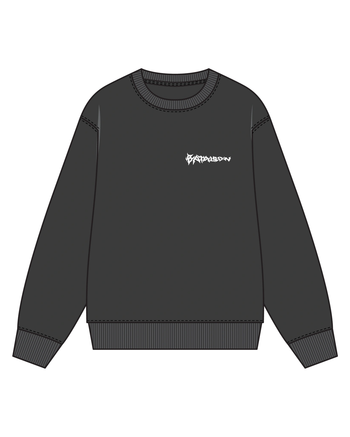 Black Bataleon 2027 crewneck sweatshirt for men, made of soft layered fabric, front view showing classic design and logo.