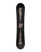 Top view of the Bataleon Disaster+ snowboard for men, displaying its graphic design and construction for snowboarding.