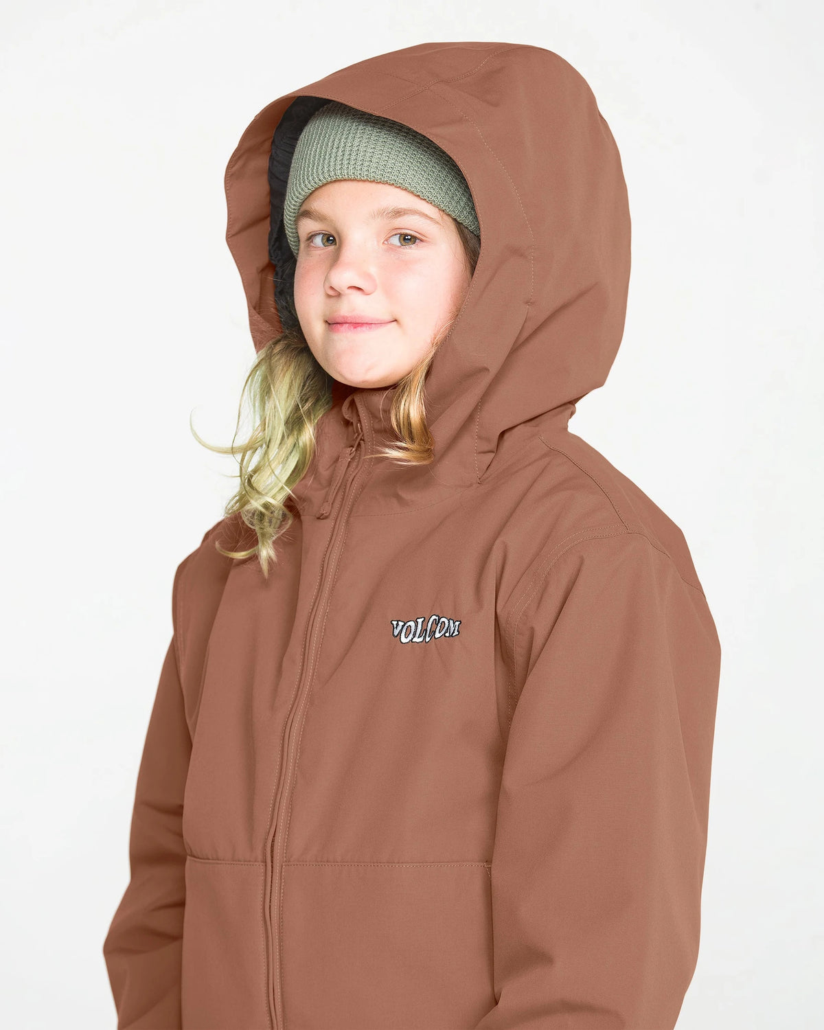 Volcom kids' Chaos insulated snow jacket in desert taupe, view 03
