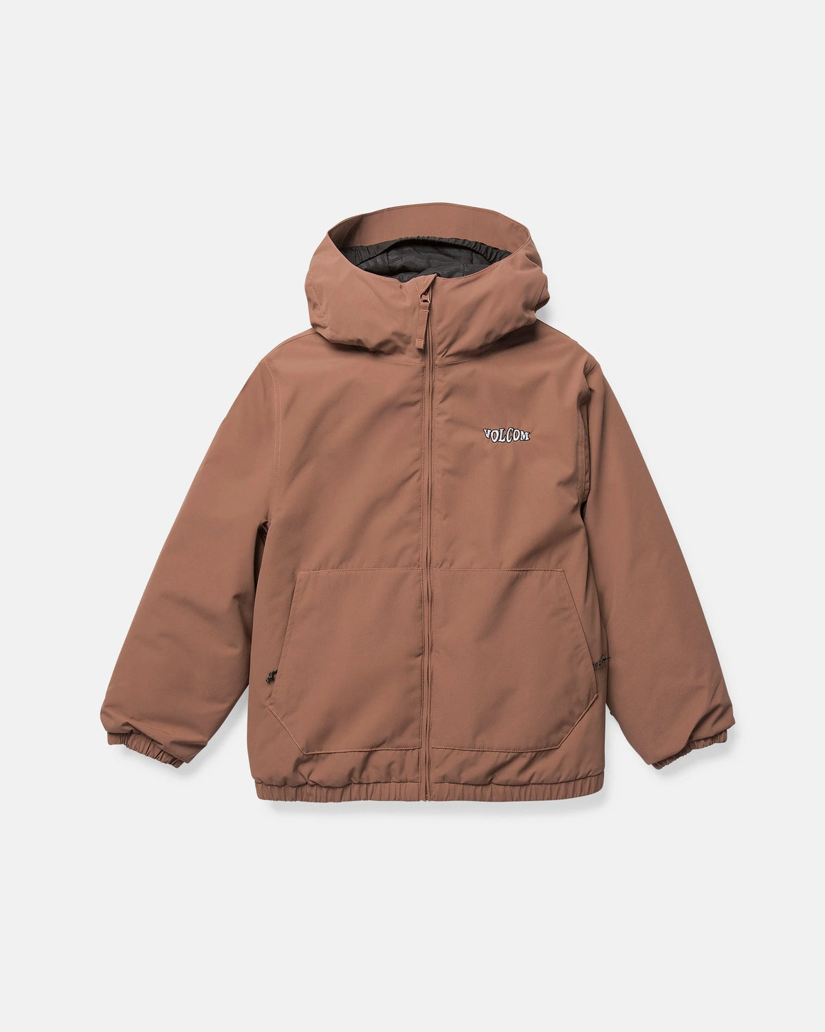 Volcom Kids’ Chaos insulated snow jacket in desert taupe, front view