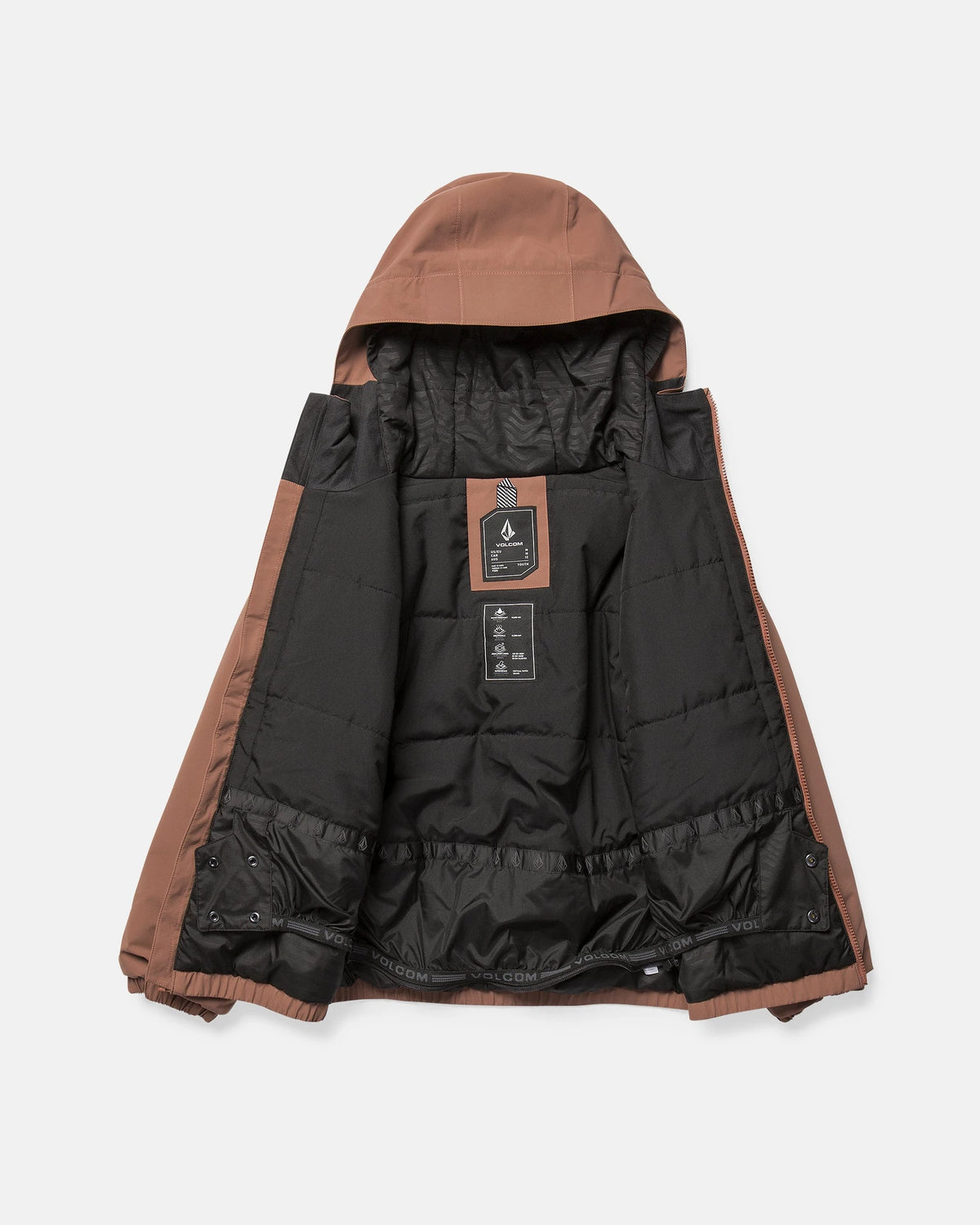 Volcom Kids' Chaos insulated snow jacket in desert taupe, front view