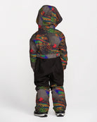 Volcom kids' Little Flurry one-piece snowsuit in cheetah print, full-body winter snow gear