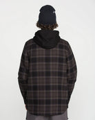 2027 Volcom men's Enson insulated riding flannel jacket in black, view 03