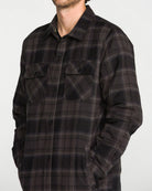 Volcom men's Enson insulated riding flannel jacket in black, front view