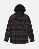 Volcom men's Enson insulated riding flannel jacket in black, front view