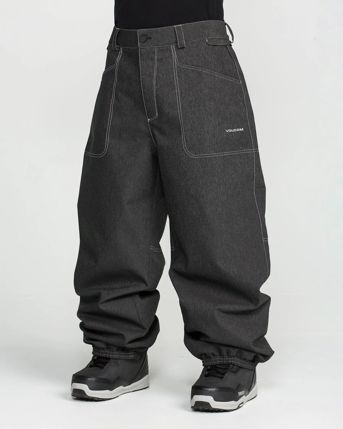 Volcom men's Lapper snow pants in black, front view