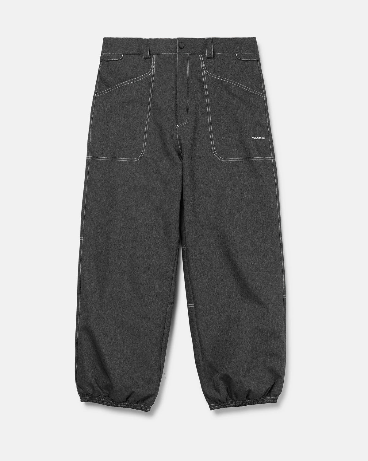 Volcom Men's Lapper snow pants in black, front viewાયર