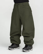 Volcom Men's Lapper snow pants in dark green, front view