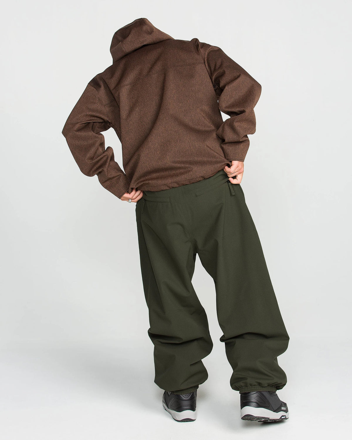 Volcom men's Lapper snow pants in dark green, 2027 style, side view