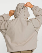 Volcom Unisex Liftline 20K snow jacket in khaki, front view with hood and zip pockets