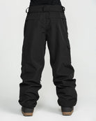 Volcom Unisex Liftline 20K snow pants in black, side view with waterproof design and articulated fit