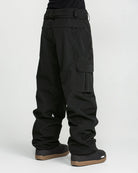 Volcom Unisex Liftline 20K snow pants in black, side view with waterproof design and articulated fit