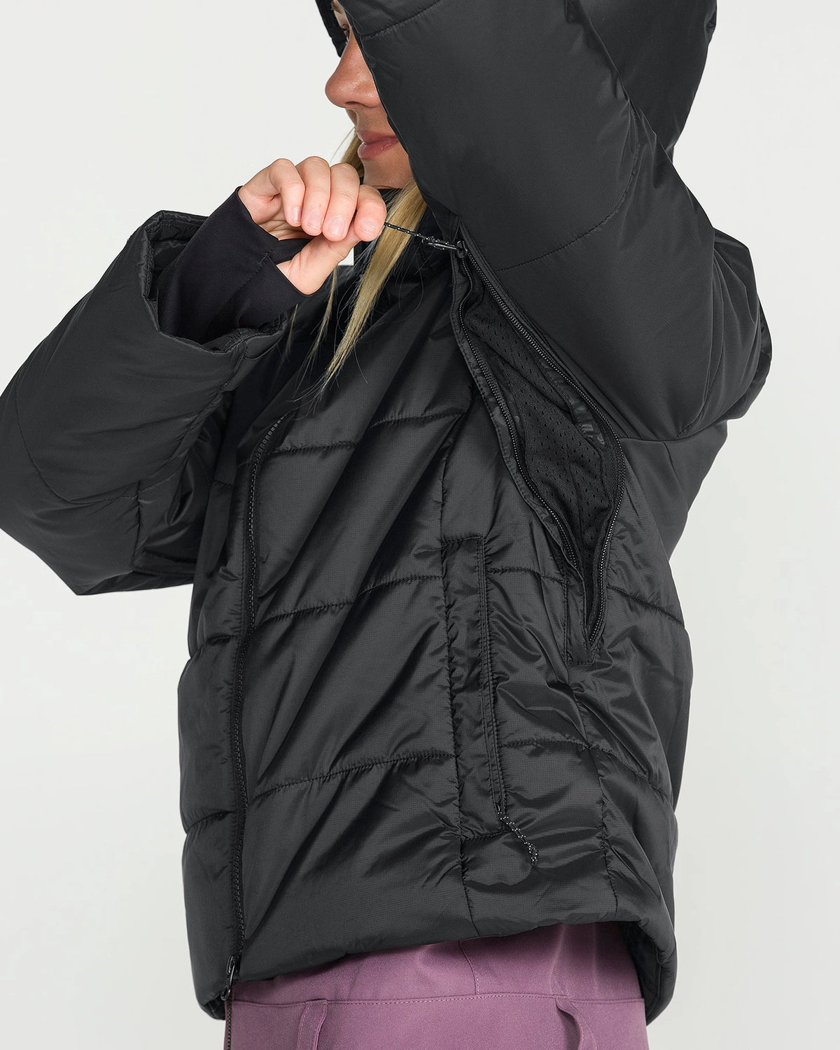 Black Volcom women's Avalon Puff snow jacket view 04