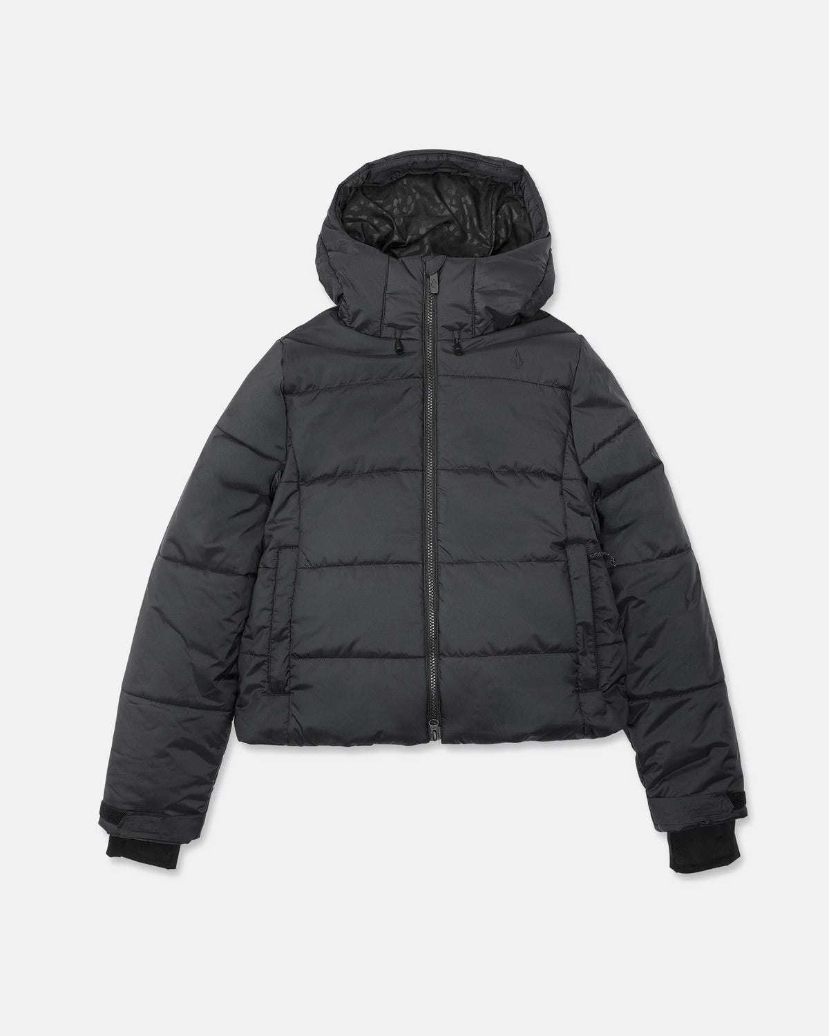 Volcom women's Avalon Puff snow jacket in black, insulated winter jacket view