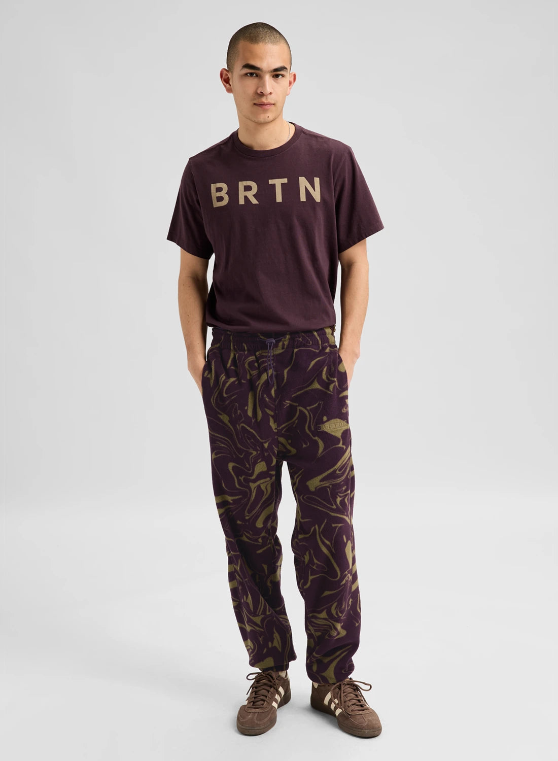 Men's Burton Cinder Pants in Liquid Bear Hug color, front view showing durable snowboarding pants with adjustable waistband.