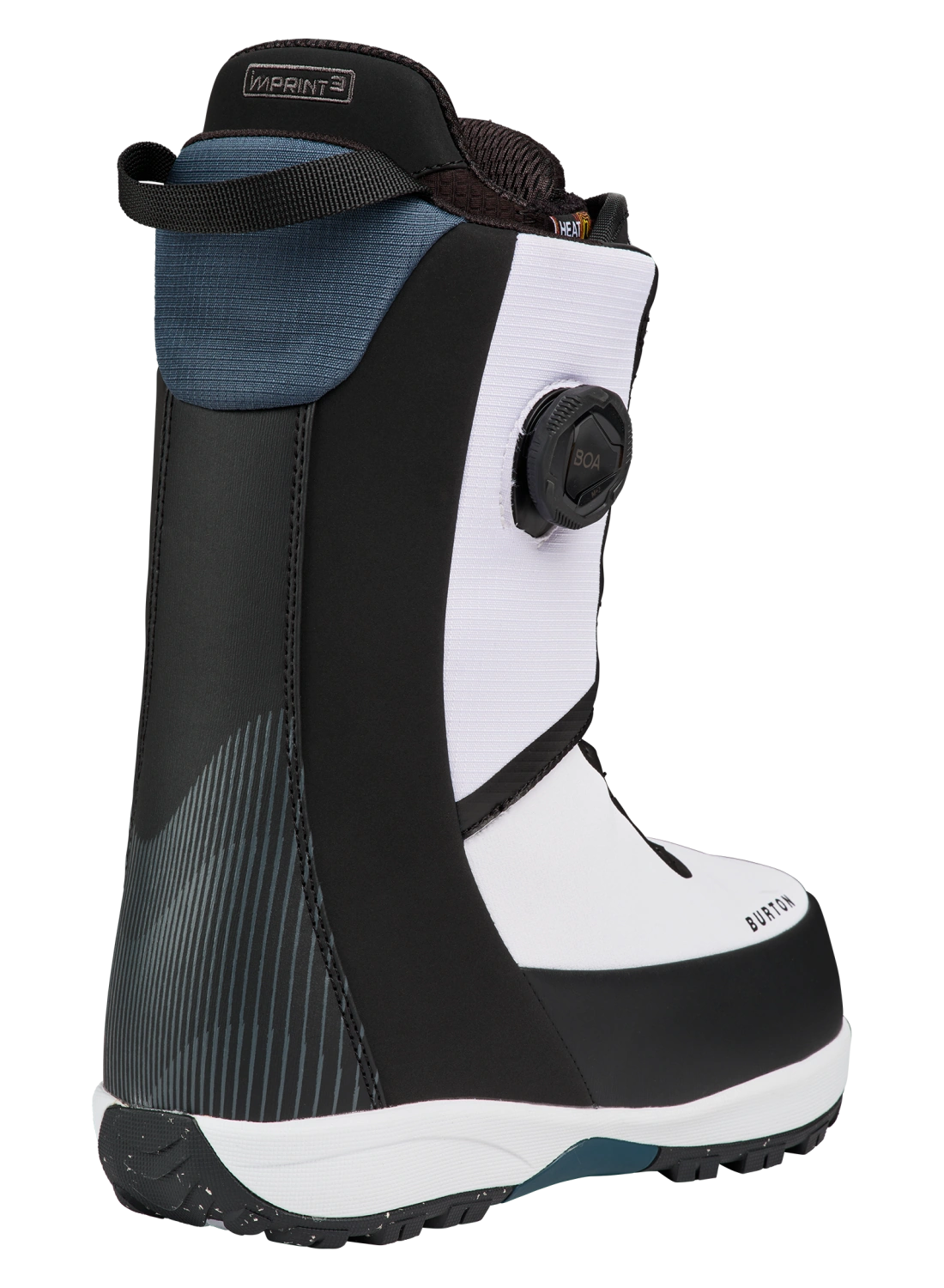 Black and white Burton Men's Waverange Plus Step On snowboard boots with adjustable lacing and sturdy construction.