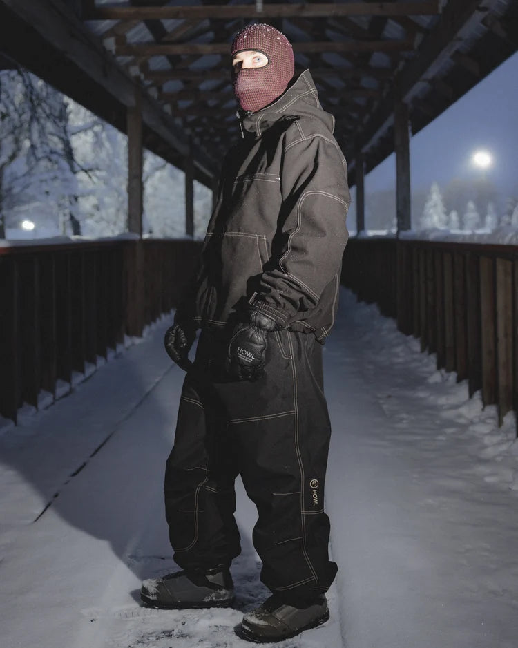 Black Howl Supply Public Pant for men, snow softgoods, relaxed fit with pockets, designed for winter outdoor activities.