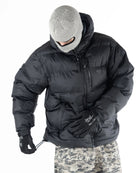 Black Howl Supply puffy men's snow jacket with waist cinch, insulated softgoods for cold weather outdoor wear.