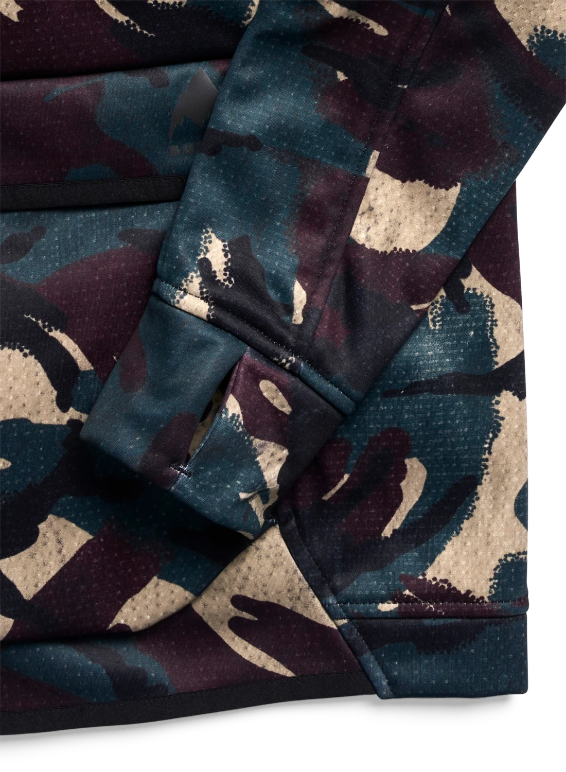 Kids' Burton Crown Weatherproof riding hoodie in seersucker camo, a weatherproof snow jacket with soft, comfortable fabric.