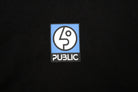 Black Public Snowboards Box Logo men's hoodie with front logo design and comfortable fleece material.