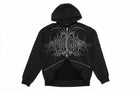 Black Public Snowboards men's zip-up hoodie with a back view, featuring a casual sweatshirt design and front zipper closure.
