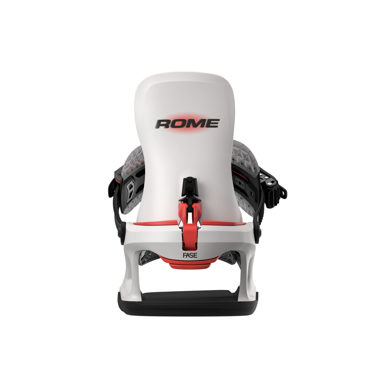 Rome Volt FASE snowboard bindings for men in stone color, shown from rear view, designed for snowboarding hardgoods.