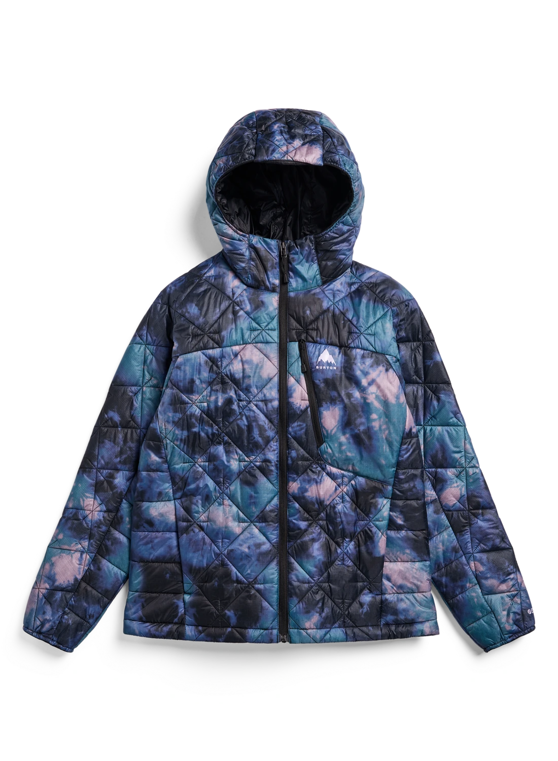 Women’s Burton Reserve synthetic insulated hooded jacket in crystal dye, designed for snow and winter outdoor activities.