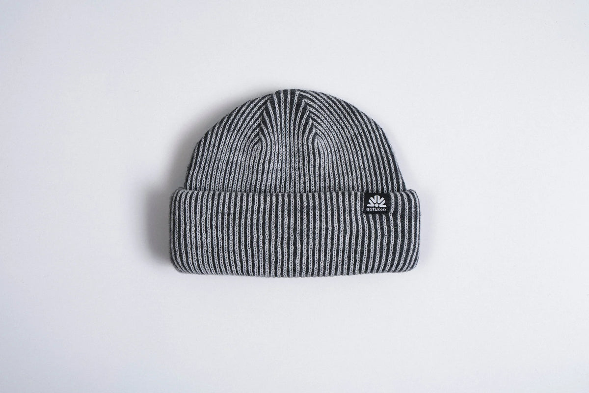 Charcoal Autumn Cord Double Roll Beanie by Autumn Headwear featuring a cozy, double-layered knit design for warmth and style.