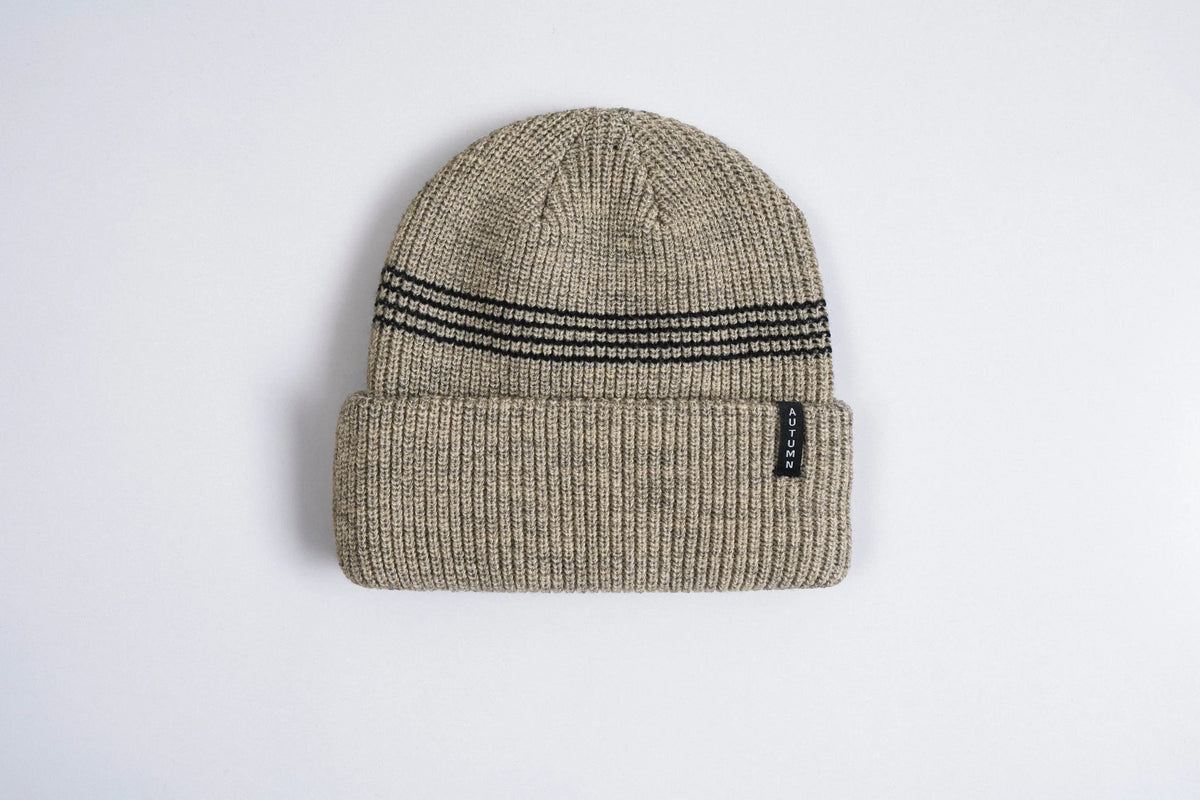 Cream Autumn Mini Stripe Beanie by Autumn Headwear, cozy knit accessory with a stylish striped pattern for cold weather.