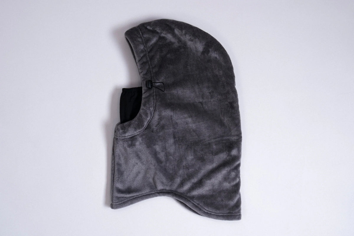Grey Autumn Plush Hood from Autumn Headwear, a cozy face protection accessory designed for snow and winter outdoor activities.