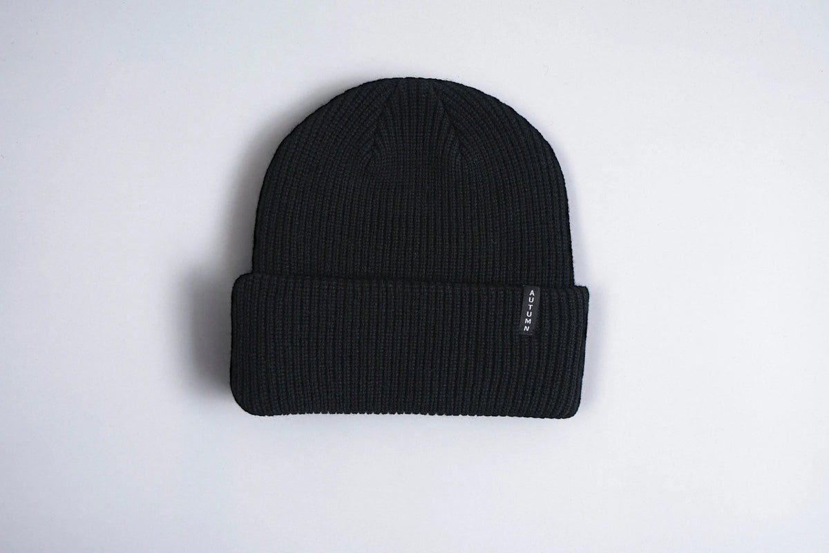 Black Autumn Select Solid Beanie from Autumn Headwear, soft knit accessory perfect for cold weather.