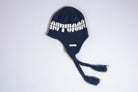 Autumn Headwear Soy Ear Flap Beanie in Midnight, cozy knit accessory with ear flaps for warmth and style.