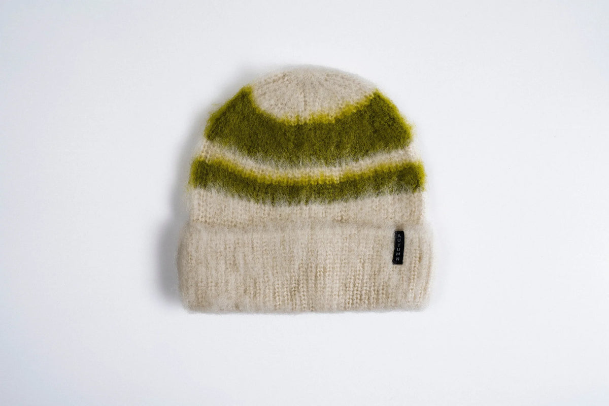 Natural-colored Autumn Sport Stripe Beanie by Autumn Headwear, cozy knit accessory with colorful stripes for winter warmth and style.