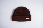 Autumn Headwear squared fleece-lined beanie in oxblood, cozy knit winter accessory with a warm fleece interior.
