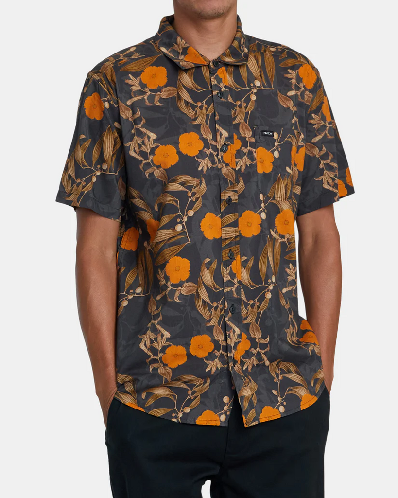 RVCA Botanical Short Sleeve Woven Button Down Shirt - People Skate and Snowboard