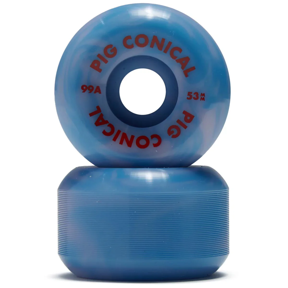 Pig Wheels Conical Swirl Blue Pink 99a 53mm Skateboard Wheels - People Skate and Snowboard