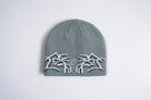 Light blue Corduroy Airbrush beanie by Egan Wint, made of soft corduroy fabric, styled as a casual headwear accessory.
