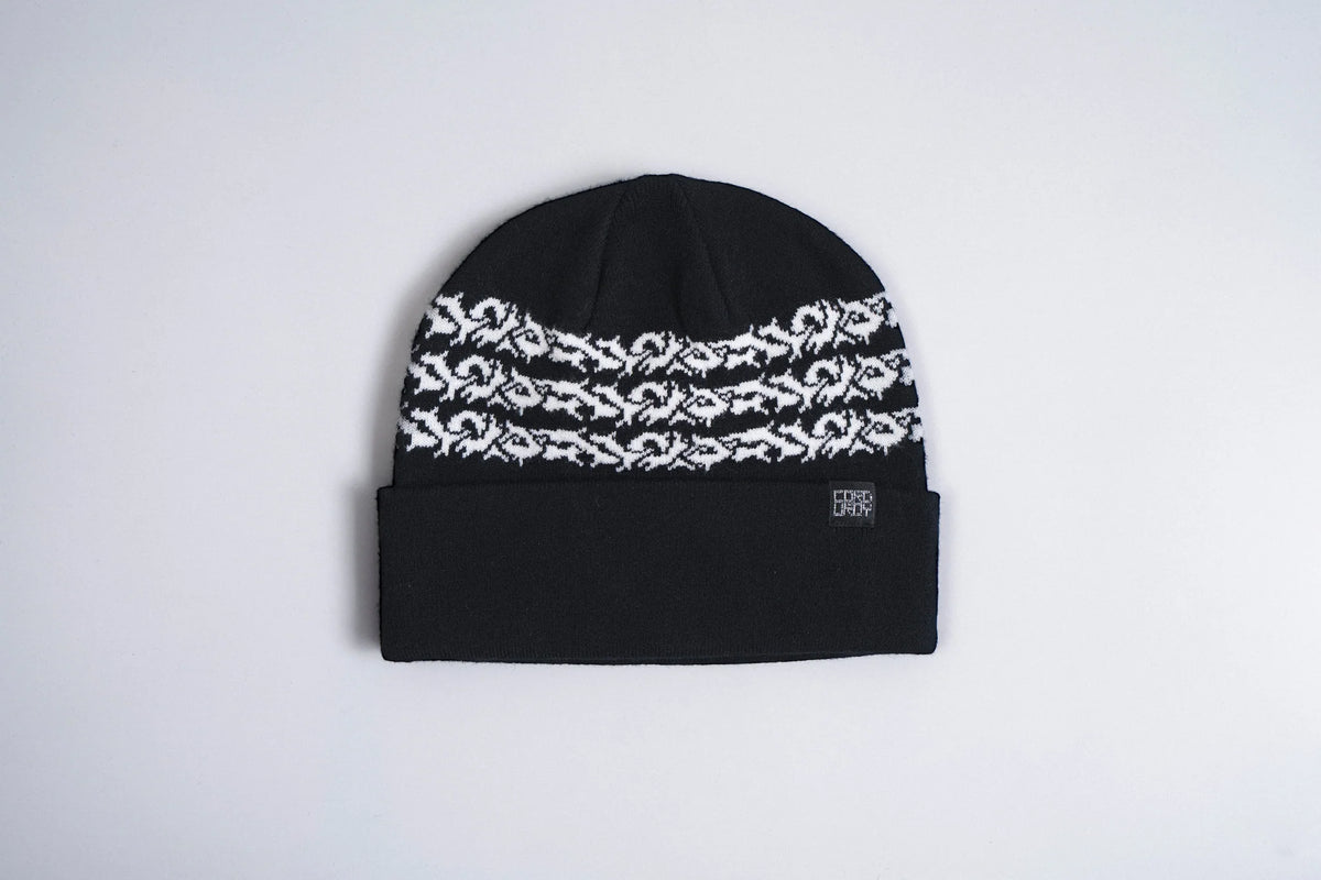 Black Corduroy Prickly Beanie by Corduroy Headwear, featuring textured fabric and a snug fit, perfect for casual winter wear.