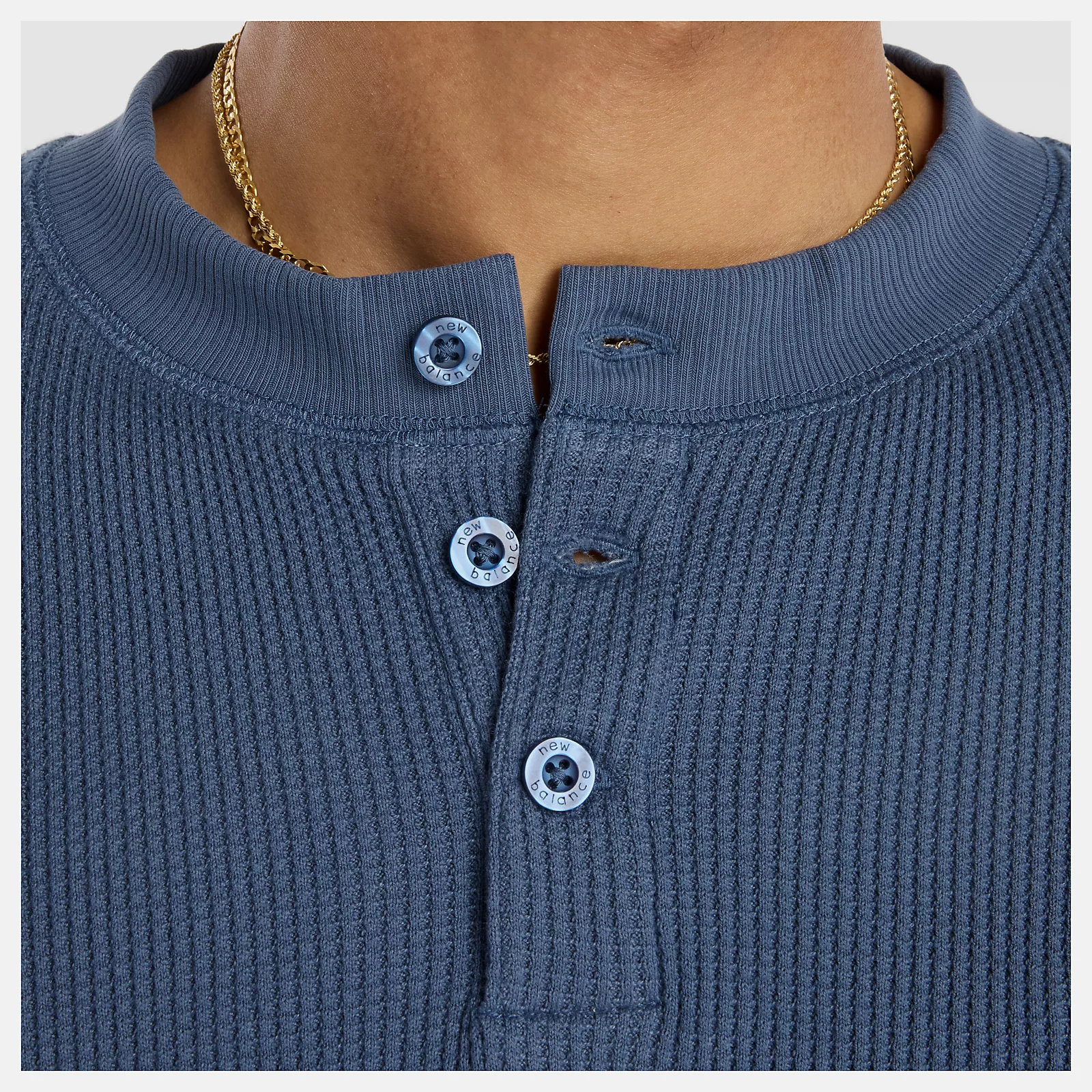 New Balance Numeric Waffle Knit Long Sleeve Henley - People Skate and Snowboard